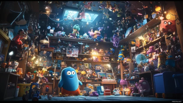 Gumball and Darwin from The Amazing World of Gumball in their quirky home, surrounded by funny characters and odd situations, with the Cartoon Network logo prominently displayed.