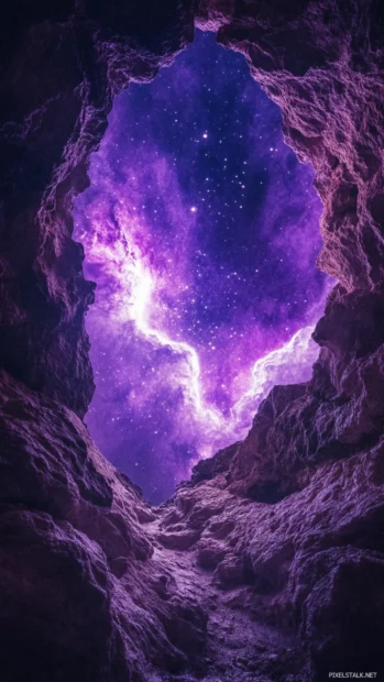 Hidden coves shining beneath purple nebulas.