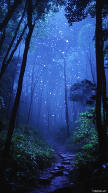 Hidden glades kissed by falling stars.