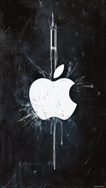 High contrast Apple iPhone Wallpapers with sharp white Apple logo over black canvas.
