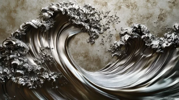 High definition Moving Desktop Wallpapers with liquid metal waves morphing smoothly.