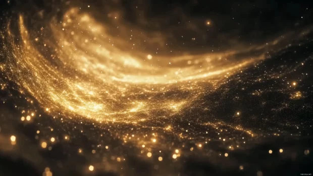 High definition moving wallpaper featuring glowing particles swirling in space.