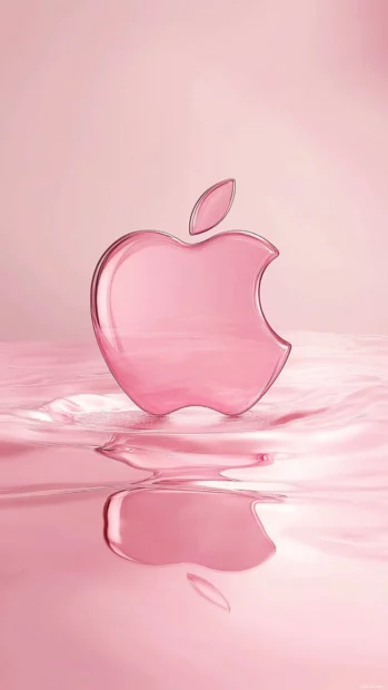 High quality Pink Apple Wallpapers for iPhone showing soft pink background and Apple emblem.