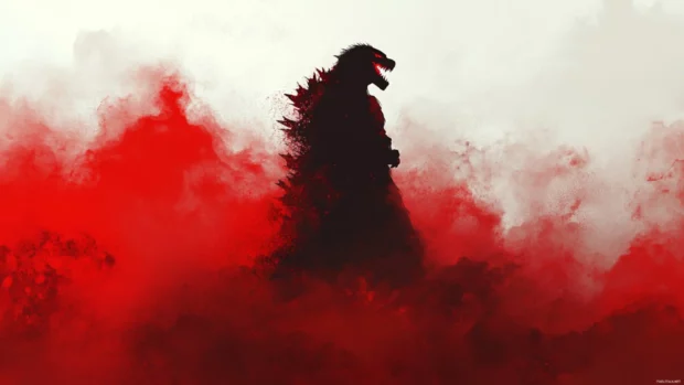 High quality Shin Godzilla wallpapers with toxic mist around his silhouette.