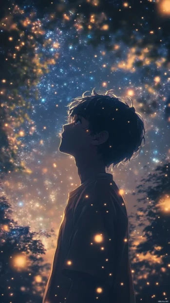 High resolution Lock screen Wallpapers with glowing stars scattered on a dark sky.