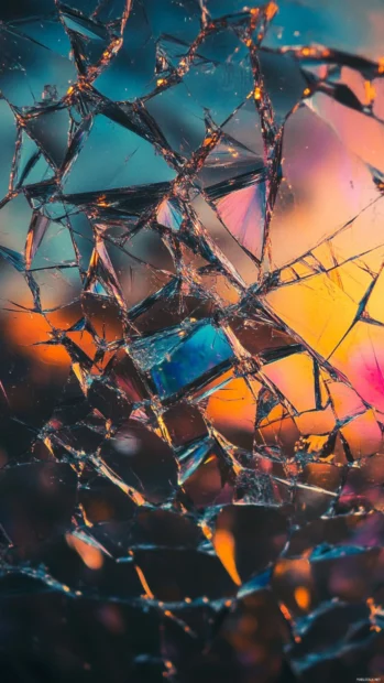High resolution broken screen iPhone wallpapers featuring shattered glass reflections.
