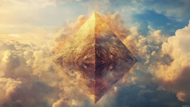 Inspired by the Best fantasy wallpapers PC, this design showcases a vivid Floating Pyramid.