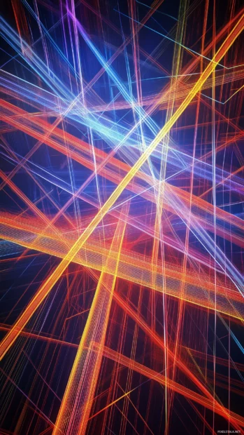 Intersecting neon lines forming a futuristic grid with glowing gradients.