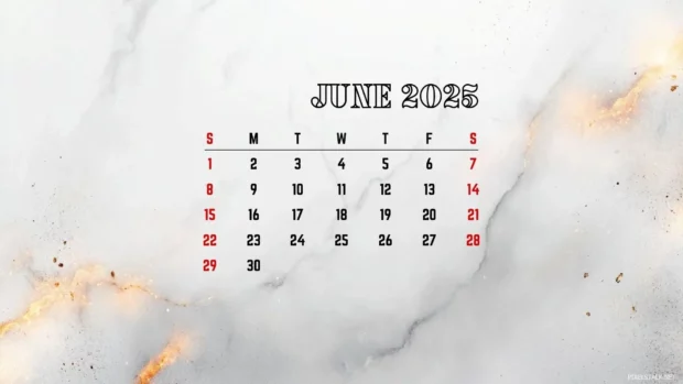 June 2025 Calendar Computer Wallpaper.