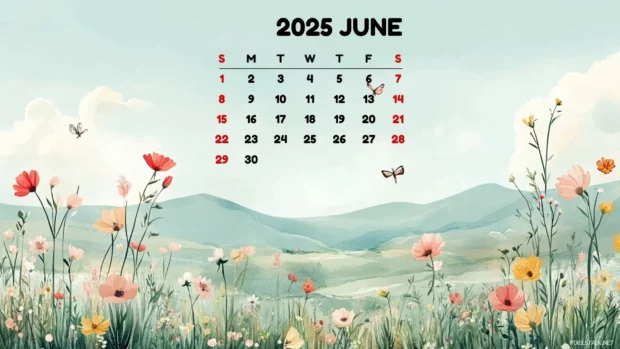 June 2025 Calendar Desktop HD Wallpaper.