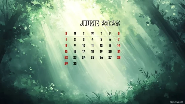 June 2025 Calendar Desktop HD Wallpaper 1920x1080.