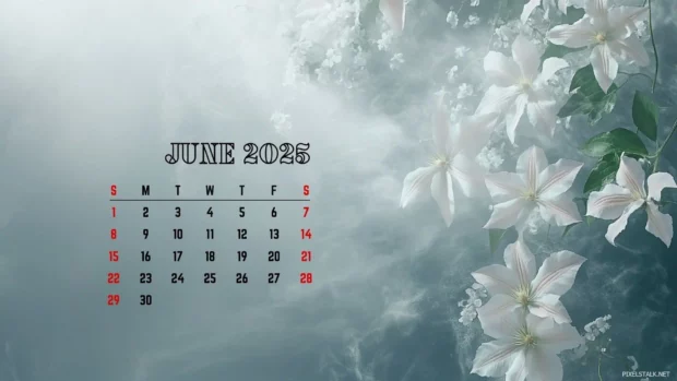 June 2025 Calendar Desktop HD Wallpaper.