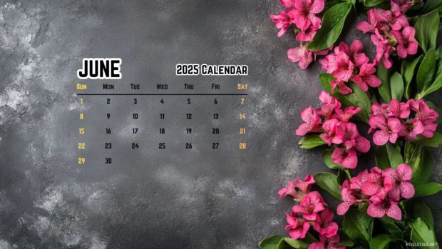 June 2025 Calendar Desktop Wallpaper.