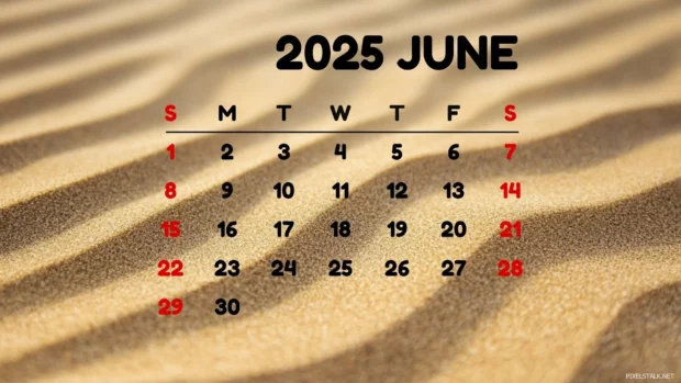 June 2025 Calendar Desktop Wallpaper HD.