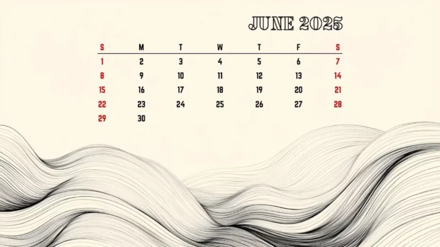June 2025 Calendar Desktop Wallpaper HD 1080p.