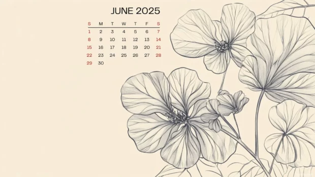 June 2025 Calendar Desktop Wallpaper High Quality.