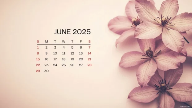 June 2025 Calendar Desktop Wide Screen Wallpaper HD.