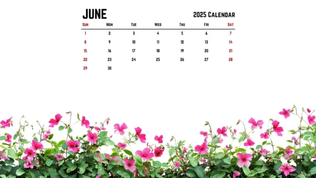 June 2025 Calendar Wallpaper 1080p.
