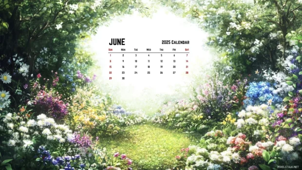 June 2025 Calendar Wallpaper for Desktop.