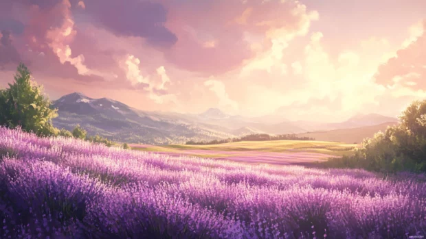 Lavender field breeze, aesthetic composition, soft lighting.