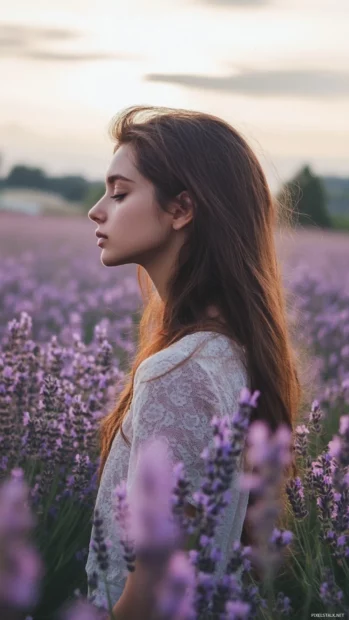 Lavender field iPhone lock screen wallpaper capturing the essence of calmness.