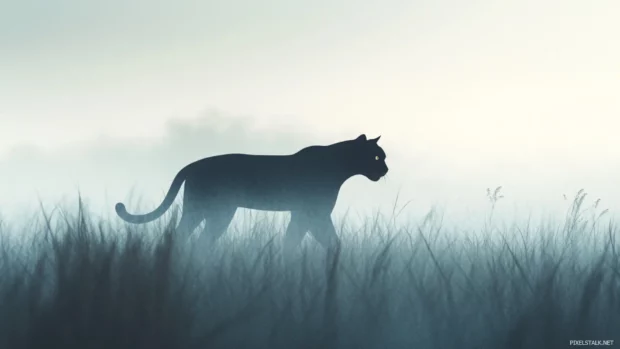 Layered digital scenery of Electric Panther blending into horizon fog.