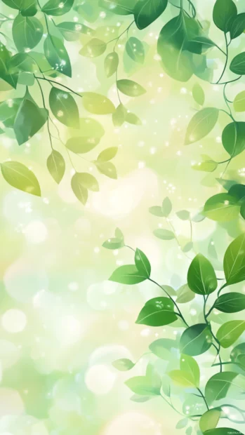 Light summer iphone background, soft green leaves and natural sun glow for an airy feel.