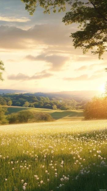 Light summer iphone wallpaper displaying a peaceful countryside scene.