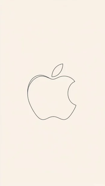 Line art Apple logo in minimal composition.