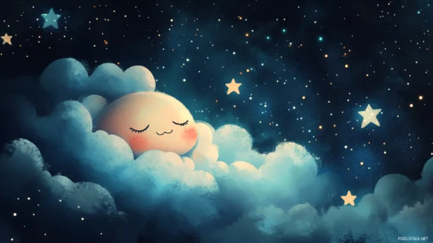 Little clouds hugging shy twinkling stars.