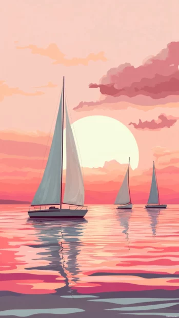 Little sailboats float under Summertime sunsets casting pastel shadows.