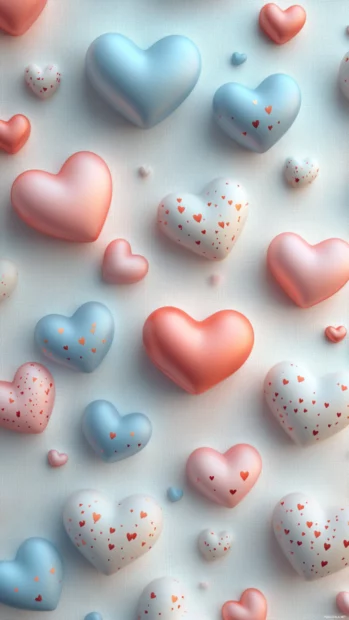 Lock screen Wallpapers 4K cute minimal hearts pattern gently floating across a pale background.