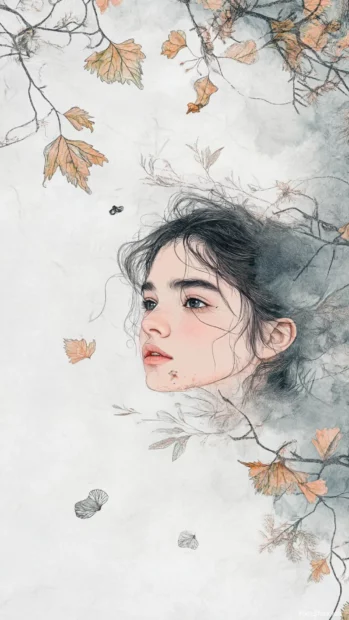 Lock screen Wallpapers aesthetic adorned with subtle vintage paper textures and delicate hand drawn sketches.