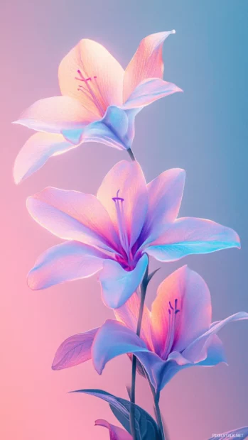 Lock screen Wallpapers aesthetic glowing with soft gradient layers and minimal floral outlines.