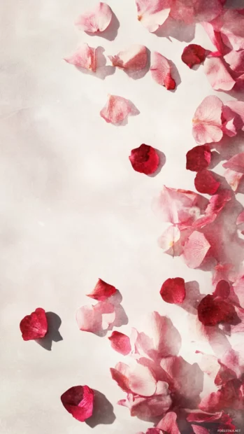 Lock screen Wallpapers aesthetic showing soft watercolor petals gently scattered over a pale backdrop.