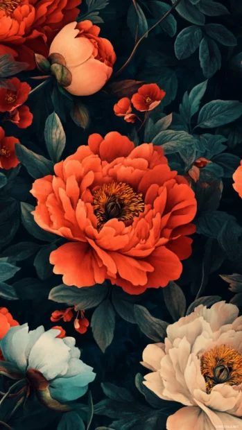 Lock screen flower wallpapers iPhone enhanced with peony close up texture.