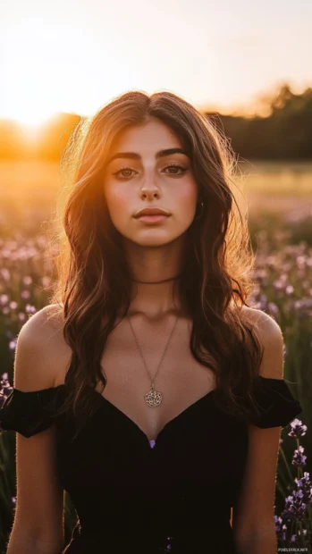 Lock screen flower wallpapers iPhone showcasing lavender field under sunset.