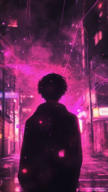 Lock screen lights up with anime aesthetic lock screen wallpapers as glowing outlines pulse across the frame.