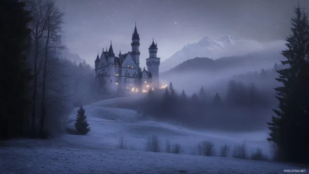 Lonely castles veiled in star fog.