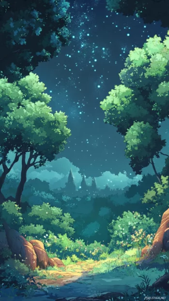 Lonely forests sleeping under a starry hush.