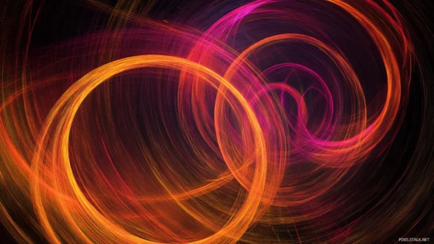 Long exposure trails weaving circles of stars.