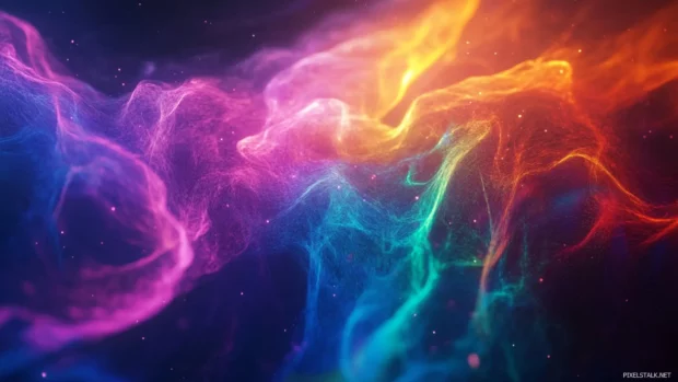 Looped waves of electric colors forming a dynamic flow, perfect for psychedelic trippy moving wallpaper fans.