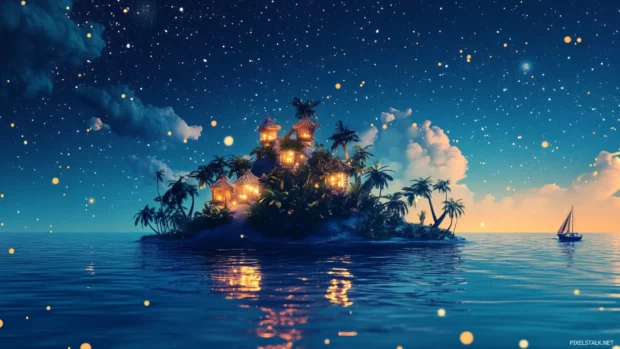 Lost islands adrift in a velvet sea of stars.
