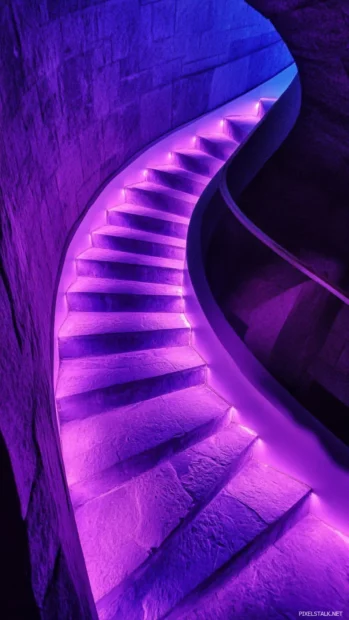 Lost stairways spiraling through cosmic violet light.