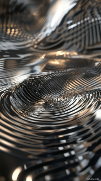 Magnetic waves distorting metal surfaces softly.