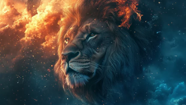 Majestic lion portrait in ultra detail ideal for 8K wallpapers for PC.