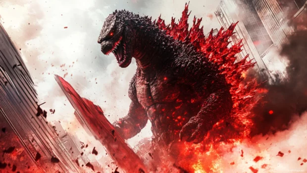 Melting buildings in the distance of intense Shin Godzilla wallpapers.