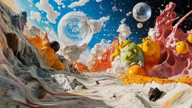 Melting realities, where ordinary objects take on extraordinary forms, a truly trippy and surreal view.