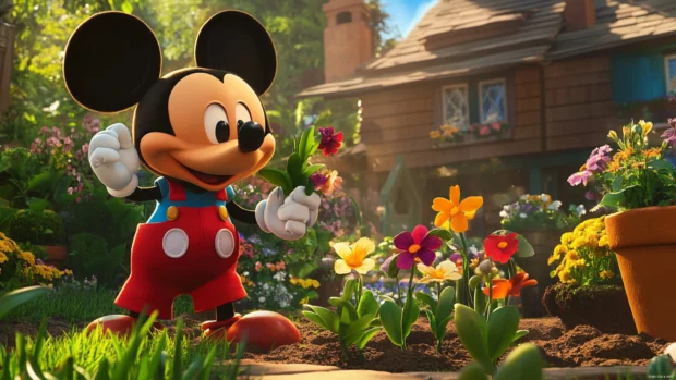 Mickey Mouse Clubhouse where friends plant flowers in the garden.