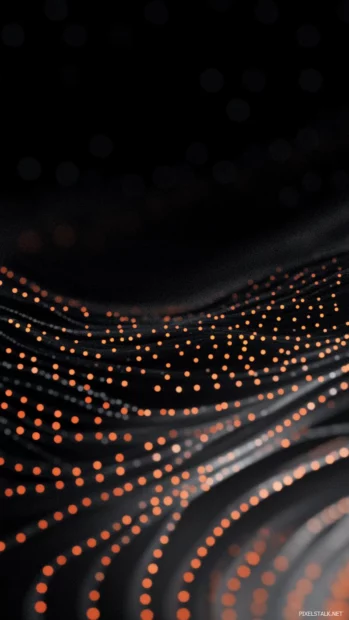 Minimal glowing dots line the lock screen in an orderly dark aesthetic.